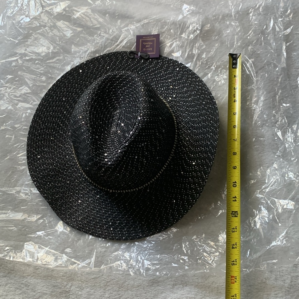 David and Young Collection sequin/stone black Cowboy strawhat - Picture 12 of 13